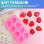 CoguZed 4 Pcs Strawberry and Bow Silicone Molds, Fruit and Leaf Fondant Mold for Chocolate, Candy Making, Cake Decorating and Clay Crafting