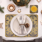 Le courant 16.9in 6PACK Winter Decoration Blue Snowflake Placemats with 6 Coasters, Reversible Faux Leather Easy Clean Waterproof Stain Resistant Place Mats, for Home Party Dining Holiday Table Decor