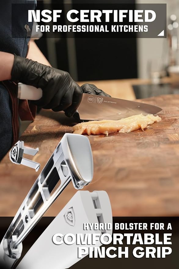 Dalstrong 3pc Knife Set - Vanquish Series - Forged High Carbon German Steel - White Handle - Chef Knife, Santoku and Paring - Razor Sharp Kitchen Set - NSF Certified