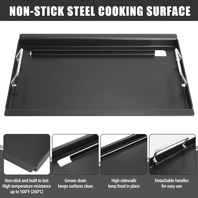 SafBbcue Full Size Griddle Inserts for Nexgrill 720-0896 720-0896B 720-0896C 720-0896E 720-0896CP 720-0898 720-0898A Flat Top Griddle for Homedepot Nexgrill 730-0898 730-0898A, Carbon Steel
