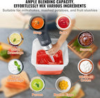 VEVOR 500W 12 Inch Heavy Duty Hand Mixer, Variable Speed Stick Mixer with 304 Stainless Steel Blade, Multi-Purpose Portable Mixer for Soup, Smoothie, Puree, Baby Food