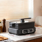 Electric Skillet, Techwood 7.5-Quart 2-in-1 Versatile Multi-Cooker with 5-Level Heat Settings, Come with Removable Non-stick Skillet Pan& Cooking Pot, Dishwasher Safe, 1500W, Black (Black)