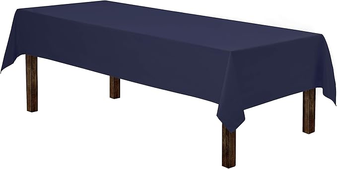 Gee Di Moda Rectangle Tablecloth - 60 x 126 Inch Navy Blue Table Cloth for 8 Foot Rectangle Tables - Heavy Duty Washable Fabric - for Holiday Party, Dinner, Weddings, Baby Shower & Events
