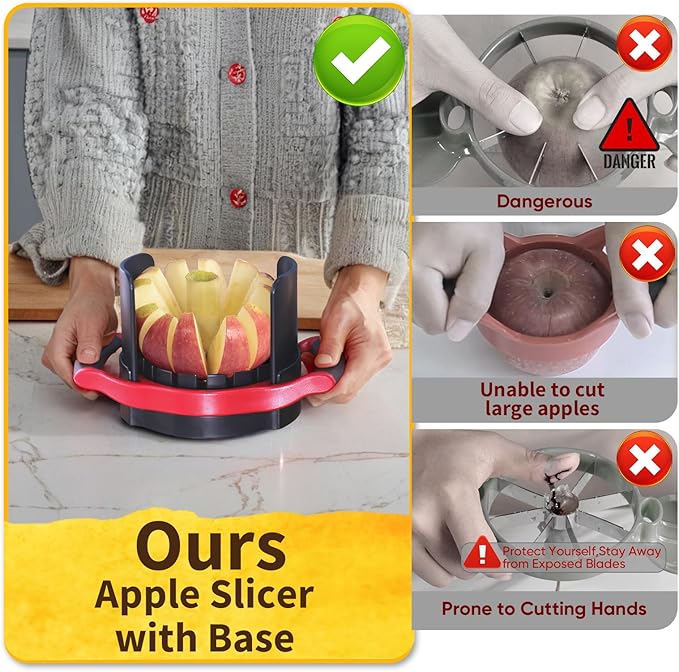 Newness 5.12 - Inch Large Apple Slicer Corer, Cut 12 Thin Slices All the Way Through, HEAVY - DUTY Stainless Steel Apple Corer & Slicer Dishwasher Safe