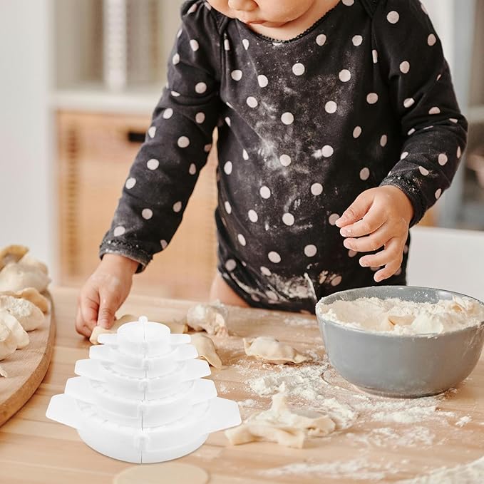 NUOBESTY 5pcs Plastic Dumpling Maker Mold Set with Turnover Press, Washable Ravioli and Wonton Wrapper Tool for Manual Dough Shaping, Kitchen Cooking Gadget for Home Use