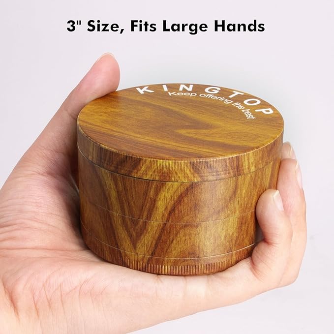 KINGTOP Grinder, Large 3" Spice Grinder (Wood Grain Brown)