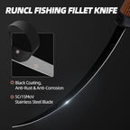 RUNCL Fishing Fillet Knife Combo Set, Fishing Tools Kit With 7" Fillet Knife, Fillet Fork, Knife Sharpener and Fish Scaler Remover, 4 Pieces fishing Kit Tool, Perfect for Fresh or Saltwater