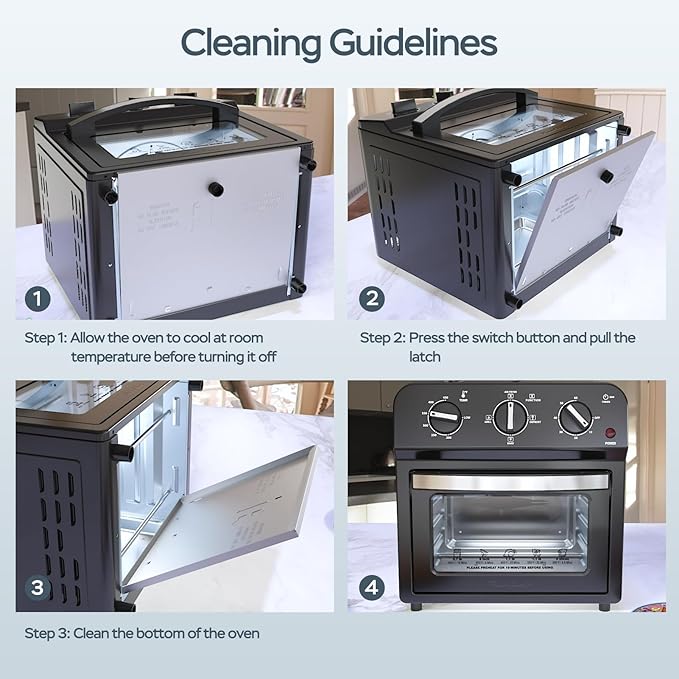 PlumChef 13 Quart 4 Slices Air Fryer Convection Toaster Oven, 1500W, Multifunction Oven with Reference Menus on Panel, Time and Temperature Controls(Stainless Steel)