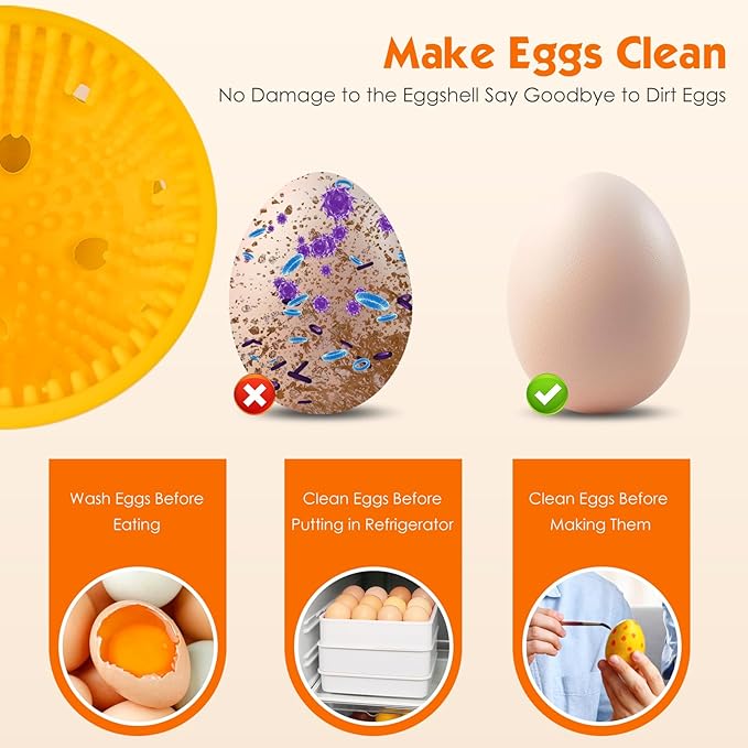 Egg Brush Cleaner, Egg Cleaner Scrubber for Fresh Eggs, Cute Chick Shaped Silicone Egg Washer, Reusable Multipurpose Washing Egg Tool for Fruits and Vegetables(Yellow)