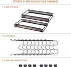 Toplife Pots and Pans Organizer Rack for Cabinet and Countertop, 10+ Pot Lids, Bakeware and Cookware Organizer Rack Holder with 10 Adjustable Compartments - Brown