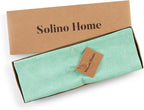 Solino Home Linen Cloth Placemats Set of 4-100% Pure Linen Chambray Aqua Placemats 14 x 19 Inch for Winter - Athena