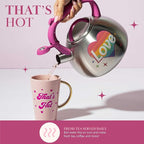 Paris Hilton Whistling Stovetop Tea Kettle, Stainless Steel with Rainbow Love Color Changing Heat Indicator Design, Soft Touch Handle, 2.5-Quart, Love Rainbow