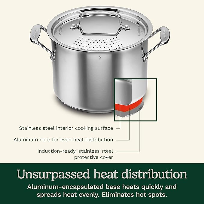Cuisinart 766S-22 6 Qt. Stainless Steel Pasta Pot w/Straining Cover Chef's-Classic-Stainless-Cookware-Collection, 6-Quart