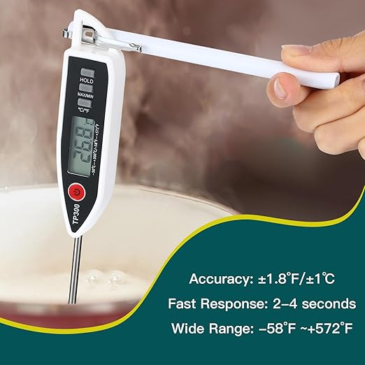Copkim 3 Set Waterproof Food Thermometer for Water, Liquid, Candle and Cooking Digital Meat Thermometer with Long Probe Instant Read for Kitchen BBQ Grill Candy (White)