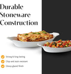 BIA Cordon Bleu Classic Bakeware Set, Oval Au Gratin Dishes - Set of 2 (24 oz & 10 oz), Microwave, Oven & Dishwasher Safe, Glossy White Porcelain for Baking & Serving - Great Gift for Home Chefs