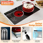 2 Electric Burner, 2000W Plug in Portable Cooktop, 110V Countertop Stove, Built-in Ceramic Hot Plate Dual Burner with 9 Power Levels, Timer, Safey Lock, Compatible with ALL Cookware