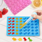 Gummy Candy Molds - 5Pcs Silicone Gummy Mini Dinosaur Molds With 2pcs Dropper,Non-stick and Bpa Free for Mini Candy Chocolate Gummies Baking