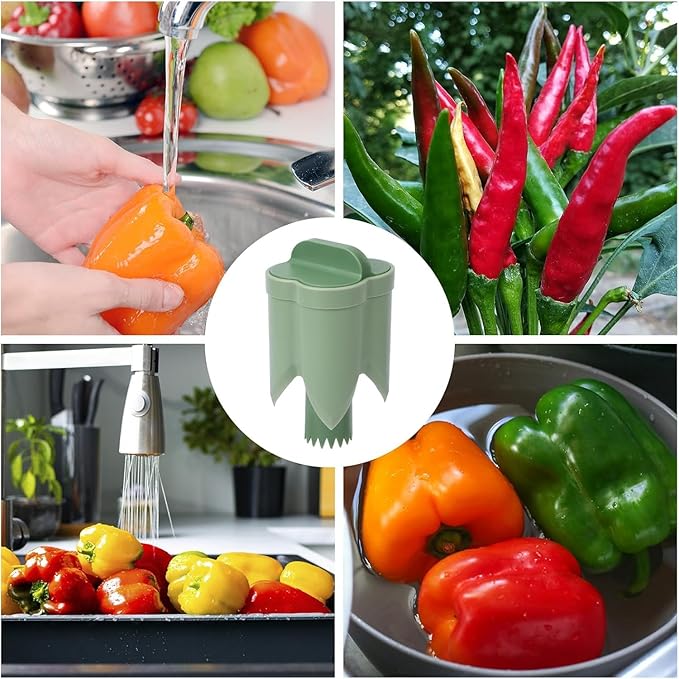 Pepper corer seed remover tool,Upgrade2 in 1 Fruit Pepper Seed Corer Remover,Quickly Cutting and Deseeding Bell Pepper Corer Tool for Vegetables Kitchen Gadget (1 Pcs)