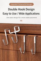 304 Stainless Steel Over Door S Hooks, Heavy Duty Double Hooks, No Drill Cabinet & Door Hooks for Kitchen, Bathroom, Closet, Towel & Bag Hanger, Rustproof, 4 Pack