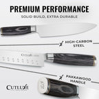 Cutluxe 3-Piece Chef Knife Set – Ultra Sharp Japanese Kitchen Knives, High Carbon Stainless Steel Blades, Full Tang Pakkawood Handles – Shinobi Series