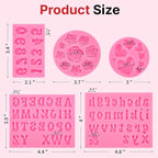Silicone Letter Molds for Chocolate, 5 Pcs Alphabet Number Rose Heart Shape Candy Molds, Fondant Molds for Candy Cupcake Desserts Cake Decorations