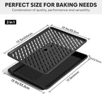Half Sheet Pan with Cooling Rack 17.3” x 13.1”, Cookie Sheets for Baking 0.8mm Thick Non Stick Baking Sheets for Oven Heavy Duty Baking Trays with Diamond Texture
