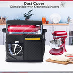 BAGSPRITE Stand Mixer Cover with Detachable Appliance Sliders Base Compatible with KitchenAid Mixer-Storage Bag for 6/7/8 Quart with Pockets for Kitchen Aid Accessories and Attachments