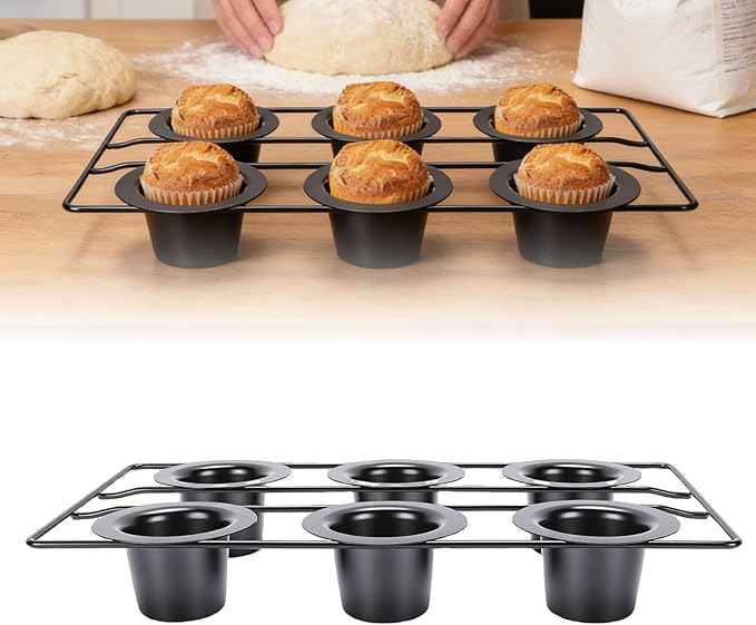 6-Cup Popover Pan - Carbon Steel Professional Bakeware, Non Stick for Yorkshire Pudding, Muffins and Popovers