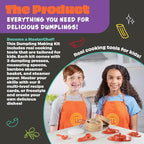 MasterChef Junior Kids Dumpling Making Set- 5 Pc Kit- Real Cookware Includes Recipes, Steamer Basket, Mold, Press Measuring Spoons Steamer Paper, Homemade Cooking Party for Dim Sum Soups Chinese Food