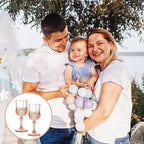 XUWAIDSGN 16 Pcs 7oz Plastic Vintage Wine Glasses Drinking Glasses Unbreakable Wedding Glassware Crystal Water Goblets Reusable Drinkware Vintage Champagne Flutes (16, Pink)