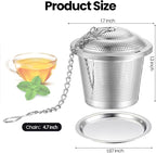 Zopeal 9 Pcs Tea Infuser Stainless Steel Strainer with Extended Chain Hook and Saucer Loose Leaf Steeper Fine Mesh Ball Tea Filter for Brew Spices Seasonings Fits Cup Mug Bottle (Small)