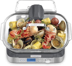 Cuisinart Cookfresh Digital Glass Food Steamer for Cooking, 5-Liter Vegetable Steamer with 5 Pre-Programmed Settings, Keep Warm Function, Audible Alert, Dishwasher-Safe Pot, STM-1000, Stainless Steel