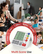 Digital Kitchen Timer for Cooking - 4 Channel Count Up Countdown Timer with Loud Alarm and Silent Mode, Large Display, Magnetic Back, Auto Memory for Classroom Study Gym, Battery Included (White)