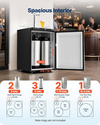 VEVOR Beer Kegerator, Dual Tap Home Draft Beer Dispenser for Ball Lock, Full Size Keg Refrigerator with 5lbs CO2 Tank, Hold 2 Sixth / 2 Slim / 3 Ball lock keg, 162L