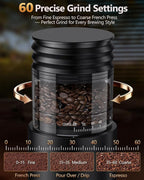 COOL KNIGHT Rechargeable Conical Burr Coffee Grinder, 60 Grind Settings & 5–98 Level Timer, Espresso Grinder with Bellows Hopper and Portafilter Holder, Easy to Clean