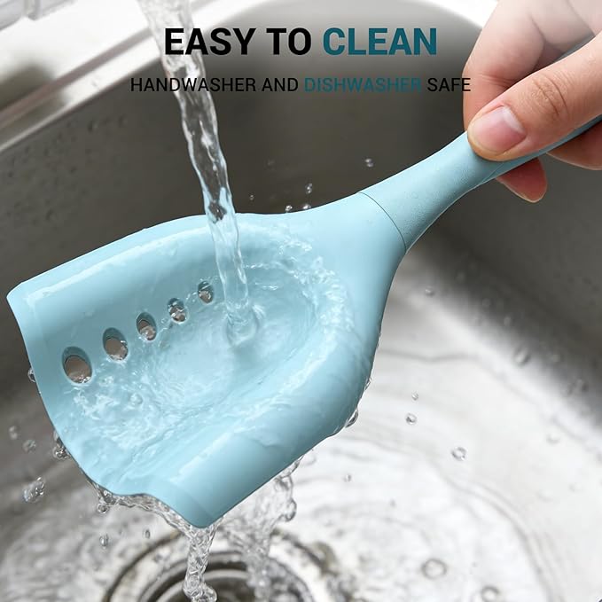 Mincing Spatula Meat Chopper, Hamburger Grinder, Premium Heat Resistant Smasher for Ground Beef, Potato Mix Tool, Meat & Poultry Tenderizers-Aqua