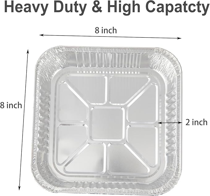 Waytiffer 10pack- 8 x 8 Aluminum foil Pans Disposable Heavy Duty Square baking Cake Pan, Cooking Tins Homemade Breads Oven Pan, Baking cake Roasting Pans