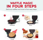 Dash Mini Waffle Maker- Compact Electric Iron for Creative Homemade Treats - Nonstick Surface - Easy-to-Clean - Perfect for Kids & Families - Red