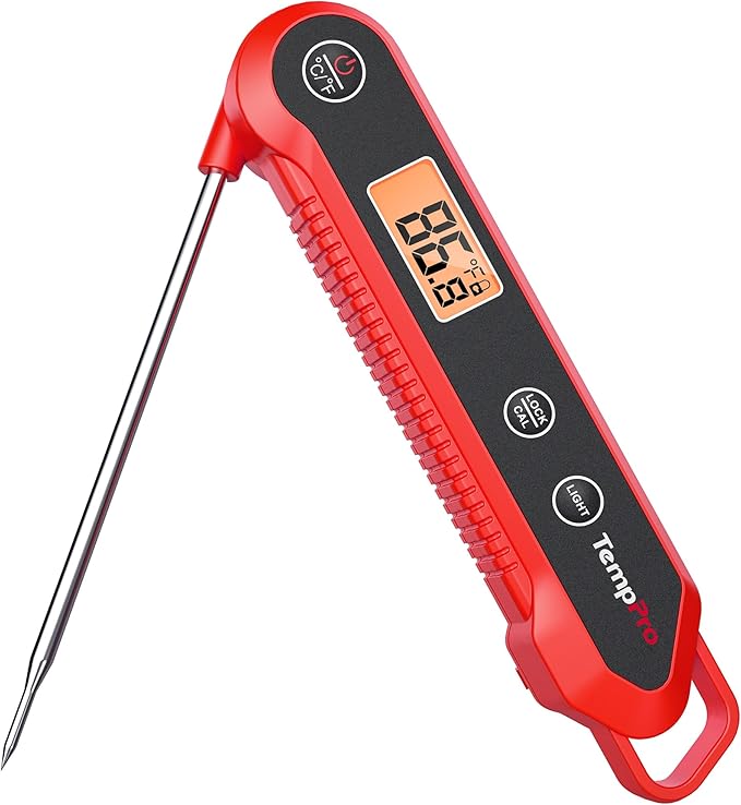 TempPro 1-2 Sec Instant Read Digital Meat Thermometer, ±0.9°F Accuracy, Waterproof & Backlight Food Thermometer for Cooking, Oil Fry Candy Meat Probe for Kitchen, BBQ, Oven, Grill, Smoker