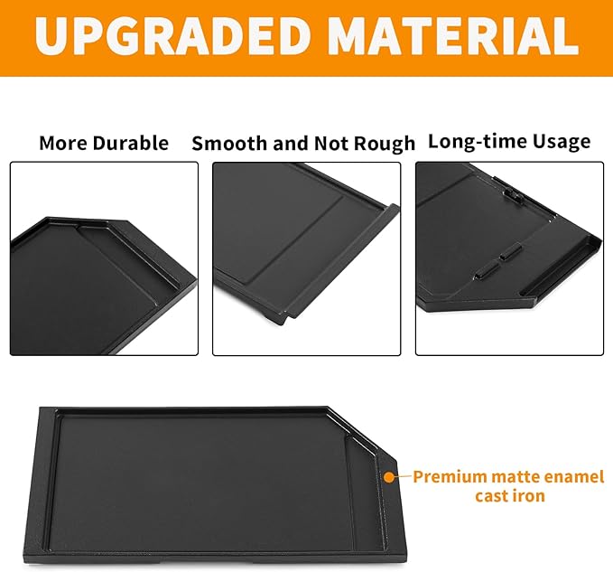 Upgraded JXGRIDL230 Griddle Replacement Parts for GE Stove Parts Cast Iron Griddle Plate JGP5030SLSS CGP9530SLSS Griddle Pan GE Gas Range Stove Top Cooktop 5 Burner Cooktop Parts 1 Pack