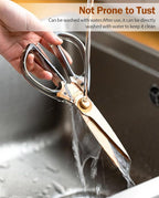 Kitchen Scissors All Purpose, ARCHIKING Kitchen Shears Cooking Scissor, Meat&Poultry Shears,Acrylic Handle Stainless Steel Utility Scissors with Comfort Grip Everyday Use (Brown)