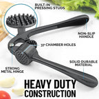 Zulay Kitchen Premium Garlic Press Set - Rust Proof Professional Garlic Mincer Tool - Easy-Squeeze, Easy-Clean with Soft, Ergonomic Handle - Silicone Garlic Peeler & Brush-Dark Gray