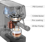 MAttinata Espresso Machine 20 Bar, Espresso Coffee Maker with Professional Milk Frother Steam Wand for Cappuccino & Latte, 49oz Removable Water Tank for Home, Stainless Steel