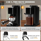 Electric Conical Burr Coffee Grinder with 48 Grind Settings, 35s Timer, Detachable 48-51mm Portafilter Holder, Anti-Static, Low Noise for Home Espresso, Drip, French Press (Black)