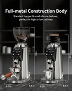MOKKOM Professional 64mm Flat Burr Coffee Grinder with 100 Grind Settings, All-Metal Stainless Steel Body, Coffee Bean Grinder with Adjustable Electronic Timer, Anti-Static, LED Display