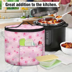 Peach Blossom Pressure Cooker Insulation Handbag Smooth Flat Surface Electric Pressure Cooker Storage Bag Enclosed Bottom