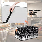 Piano Musical Notes Print Toaster Oven Dust-proof Cover, Heat-resistant Anti Fingerprint Microwave Oven Dust Cover, Kitchen Counter Accessory (Small-14.5 * 18.46 * 9 inches)