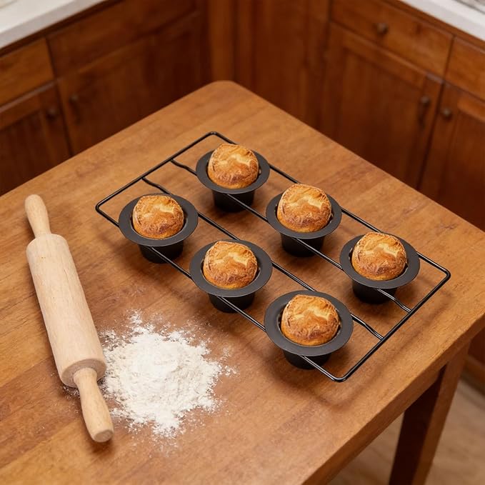 6 Cups Popover Pans, Nonstick Muffin Cupcake Pan, Pudding Cakes Bakeware Tray Mold Popover for Oven Baking Muffins Quiches Homemade Bakery Kitchen