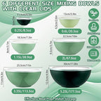 LemonRoad 6 Pcs Plastic Mixing Bowl Set with Lids Colorful Serving Bowl Nesting Storage Bowls for Kitchen, Baking, Prepping, Cooking and Serving Food, Dishwasher & Microwave Safe(Green)