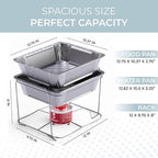 Alpha Living 6 Pack - Disposable Chafing Dish Buffet Set, Half Size Pans, Welded Body Food Warmers for Parties, Fuel Cans Complete Set, Warming Trays